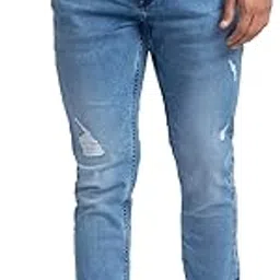 spykar Light Blue Cotton Regular Fit Narrow Length Jeans for Men (Rover)-picture-12