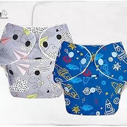 MOMSARC Cloth Diapers for Babies | Leak Proof Cotton Diaper for New Born 0-3 Years with 4 Layer High absorbent Pad | Washable and Reusable Diapers for New Born Baby | Multicolor Cloth Nappy(Pack of 2)-picture-13
