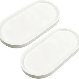 Supvox® 2Pcs Ceramic Vanity Trays Jewelry Trinket Tray Bathroom Organizer Trays Oval Ceramic Minimalist Toiletries White Tray Holder Organizer for Dresser Entryway Night Stand 17.6x9cm-picture-29