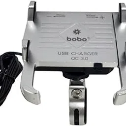 BOBO BM5 Aluminium Waterproof Bike/Motorcycle/Scooter Mobile Phone Holder Mount with Fast USB 3.0 Charger, Ideal for Maps and GPS Navigation (Silver)-picture-24