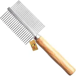 Foodie Puppies Double Side Steel Needles Comb for Dogs and Cats - (Wooden Comb) | Grooming Rake Shedding Comb for Dogs, Cats - Cleaning Supplies (Wooden Dual-Side)-image-81