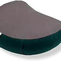 nutribuck NutriBuck® Crescent Shape Zafu Meditation Yoga Cushion Filled with Buckwheat Hulls, Enhances Comfort, Support, and Mindfulness in Your Meditation and Yoga Journey (DarK GreeN & GrAY, MEDIUM)-picture-10