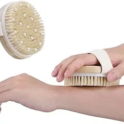 Delzon Wooden Bath Brush with Massaging Nodes for Dry brushing | Wet and Dry Bath Brush for Cellulite and Lymphatic, Suitable for all skin types-image-75