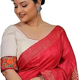 tanjinas Women's Cotton - White - Embroidered Floral Motif - Half Sleeve - Square Neck Readymade Designer Blouse -(TBMWWH0169)-picture-20