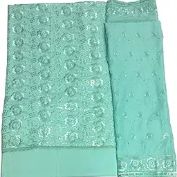 bkrkj Women's Cotton Unstitched Dress Material Lucknowi Chikan resham thread Embroidery sequins work Fully Embroidered cotton Dupatta lizibizi salwar suit-picture-28
