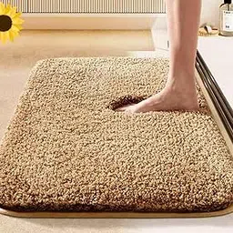 HOWNICE Door Mat for Home,Bedroom,Bathroom,Kitchen,Living Room,Entrance,Room Mats,Foot Mat,Floor mat,Main Door,Rug,Non Slip Mats,Door Mate,Soft Door Matt (Bathmat Gold Matt, Medium)-image-7