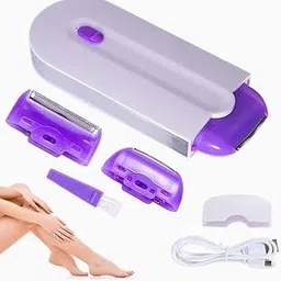 Epilator for Women, Induction Shaver Blue Light Lady Epilator Yes Finishing Touch Painless Shaving Trimmer for Women (Color - Purple, Pack of 1)-picture-11