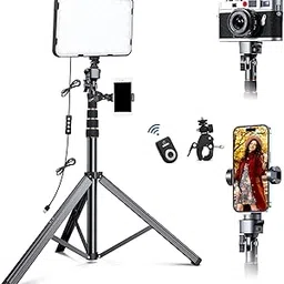 ADZOY 11 inch LED Panel Light with 7 Foot Adjustable Tripod Cum Selfie Stick (2 in 1) NP-688, Super clamp and Bluetooth Remote for Cell Phone, Baking, Calligraphy, Drawing, Online, Video Recording-picture-47