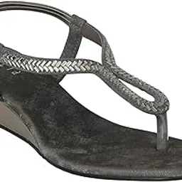 lascia Women Taupe T-Strap Wedges image 1