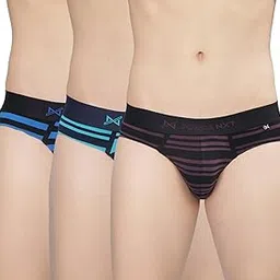 force nxt Super Combed Cotton Four Way Stretch Mens Pack of 3 Striped Brief-picture-32