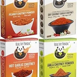 HEALTHY PANDA - Assorted Chutney Combo 400G (100GX4) - UttarKarnataka Famous Pounded Peanut Chutney + Hot Garlic Chutney + Dry Coconut Chutney + Fresh Amla Chutney Powder (100% Fresh & Natural)-picture-24