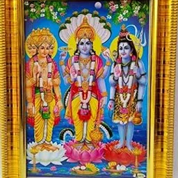 Brahma Vishnu Shiva | Home Decor | Puja Room | Hindu Gods Photo Frame with Hook (Golden, 6 x 8 inch)-picture-51