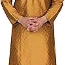 amazon brand - anarva Men's Brocade Art Silk Woven Design Kurta Pajama Set Checked Pattern Festive Party Dress-picture-16