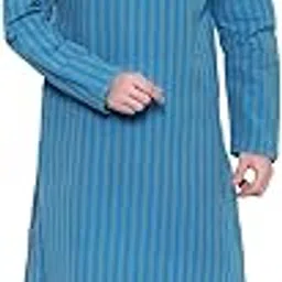 Broad Striped Cotton Men's Long Kurtas-image-35