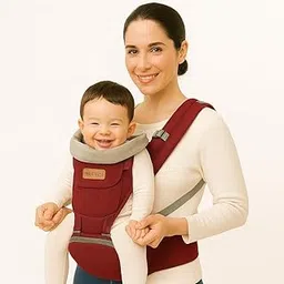 DTR Creation 3-in-1 Baby Carrier for Newborns & Toddlers | Ergonomic Front & Back Baby Carry Bag with Hip Seat, Adjustable Straps & Breathable Fabric – Wine Red & Grey-image-15