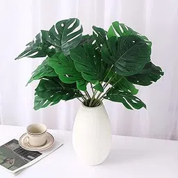 TIED RIBBONS Artificial Monstera Green Plants with 12 Leaf Simulated Bonsai Potted Plant Room Décor Office Home Floor Home Outdoors Party Ornament (60 Inch, Vase not Included)-picture-30