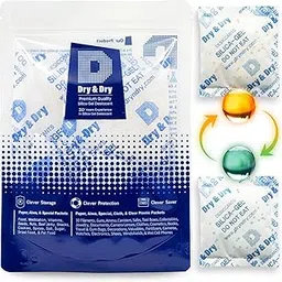 Dry & Dry 50 Gram [6-120 Packs] Silica Gel Food Safe Orange Indicating(Orange to Dark Green) Mixed Silica Gel Packets Desiccant - Rechargeable Silica Packets for Moisture Absorber(12 Pack) Silica Gel-picture-23