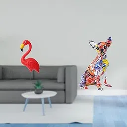 Flamingo Fairy Garden Puppy Sculpture Colorful Animal Ornament Realistic Chihuahua Figurine Yard Art Craft for Holiday Spring Backyard-image-17