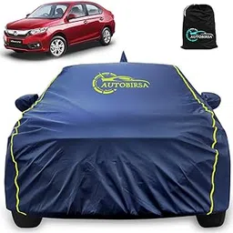 Autobirsa Waterproof Car Body Cover for Honda Amaze 100% All Weather Proof with Mirror & Antenna Packet & Full Bottom Elistic, Triple Stitching with 100% Nail Proof Cover Navy Blue-picture-55