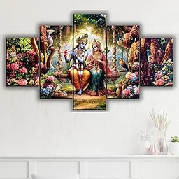 Radha Krishna Religious Wall Painting for Living Room, Bedroom, Gifts, 18 inch x 30 inch Painting (Without Frame, Pack of 5)-picture-14