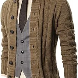 h2h Mens Casual Slim Fit Cardigan Cable Knitted Sweater Thermal Button Down Closure-picture-10