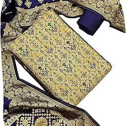 ethnicjunction Women's Woven Silk Blend Banarasi Silk Unstitched Salwar Suit Dress Material with Dupatta-picture-24