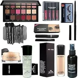 BUTCH Combo Makeup kit set of-14 Foundation,Primer,Eyeliner, Mascara, Kajal, Loose Face Powder, Eyeshadow, Makeup Brush, Makeup Fixer, Eyelashes and Red Edition Lipstick-picture-50