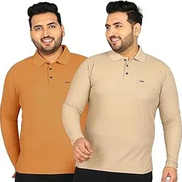 inkkr Plus Size Men's Solid Polo Neck Full Sleeve T-Shirts Combo-picture-39