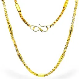 elleva Stylish Gold Chain for Men Neck Chain Necklace for Boys Accessories Jewellery Birthday Anniversary Gift for Husband, Golden (Pack of 1)-picture-50