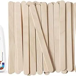 Makemore Creations Wooden Ice Cream Sticks for Crafts Pack of 150 Natural Popsicle Sticks with Fevicol 20gm, 11cm x 1cm Craft Sticks for DIY Art, School Projects, Model Making & Decoration-picture-26