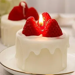 Cup Cake Candle, Decorative Design Fresh Strawberry Topings, White Red Combination, Thoughtful Gift, Rose Scented, Aromatherapy, Pack of 1-picture-22