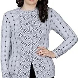 chatanya Premium Women's Buttoned Pure Woollen Knitted Grey Cardigan/Sweaters-picture-38