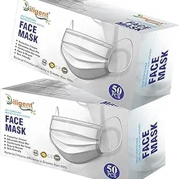 Diligent- We Care For your Life Non Woven Ultrasonically Sealed With Nose Pin and Soft Earloop Disposable Three Layer Disposable Pollution Face Mask For All-picture-26
