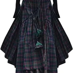 toodiiin Woman Mini Skirts High Waist Fashion Loose Plaid Print Fringe Stitching Irregular Waiste Casual for Girls Green-picture-47