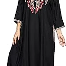 sanaa Women's Full Length Elegant Embroidered Rayon Nighty with Pockets-picture-11