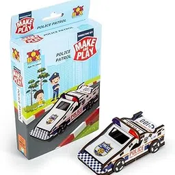 TOYSBOX Make & Play Police Patrol Car MDF Wooden Model Making Toy Vehicle DIY Kit for Kids 4+ Years-picture-16