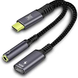 MX 2-in-1 USB Type C Male to 3.5mm Head Phone Audio Socket with 60W PD Fast Charging Adapter (Cord Length 0.19 Meter) Compatible for Laptop, Mobiles & Smart Devices (Black,-picture-25