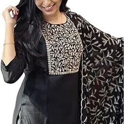 wealthy women Women's Semi Churidar Set with Vichitra Silk Kurta and Embroidered Dupatta Featuring Side Slit Design and Lining Layer in Micro Crape Fabric-picture-10