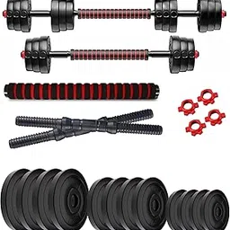Kore 3 In 1 Convertible 24 Kg Pvc Dumbbells Set, Black-picture-16
