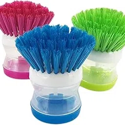 NAMO Enterprises,Multipurpose Household Plastic Kitchen Sink Cleaning Brush with Refillable Soap Dispenser – Dish, Bowl, Pot, Utensil, Floor & (Multicolor) Pack of 3-picture-15