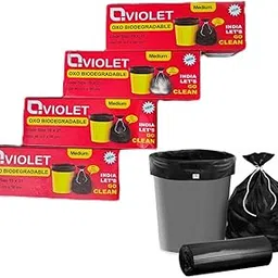 VOILET Medium size Black Garbage Bags, 19 x 21 Inches, 120 Count, Perforated Box with Easy Dispensing, 4 Rolls of 30 Bags Each, for Home and Office Trash Bins-image-44