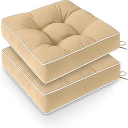 Wellsin Outdoor Chair Cushions Set of 2, Patio Cushions for Outdoor Furniture, Tufted Waterproof Outdoor Chair Pads, 19 x 19 Inch, Khaki-picture-33
