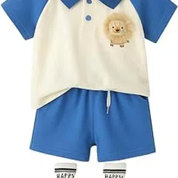 pop street kids Baby Girls Lion Tshirt Set | Trendy & Comfortable Playwear Set (Color-: Blue) (size:-3.5-4.5 Years)-picture-24
