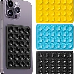 Sticky Phone Stand Silicone Suction Phone Case Mount, Content Creator Essentials for TikTok Videos, Influencers, Hands-Free Mobile Accessory Holder Grip (Multicolour, Pack of 2)-picture-18