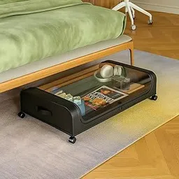 Under Bed Storage with Wheels – Rolling Underbed Organizer Bin with Lid | Large Drawer Container for Clothes, Shoes, Toys, Books, Blankets | Low Profile Slide Out Storage Box for Bedroom-picture-24