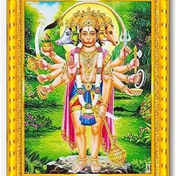Pavan Photo Laminations Panchmukhi Hanuman for Door Entrance Vastu Wall Painting Framed Home Decor (Wood,Matte,Gold,Small Size,6 x 8 Inch) R784S-image-27