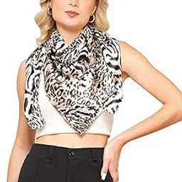 axolotl Japan Satin Leopard Print Fashion Scarf, Black and White Animal Pattern-picture-44
