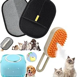 (PACK OF 3) 3 In1 Steamy Cat Brush With Spray Dog Brush Self Cleaning Steam Multifunctional Cat Grooming Brush & Silicone Dispenser Brush Soft Silicone & Pet Hair Removal Gloves-picture-17
