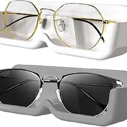 Storescent Wall-Mounted Specs Holder & Sunglasses Display Case | No-Drill Adhesive Stand for Eyewear | Plastic Glasses Organizer/Storage Box (Grey & White, Set of 2)-picture-36