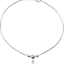 dhruvs collection Exclusive 925 Pure Silver Charms Moving Ball Threaded Snake Pattern Anklet (Payal) for Girls & Women - 1 Piece-picture-14